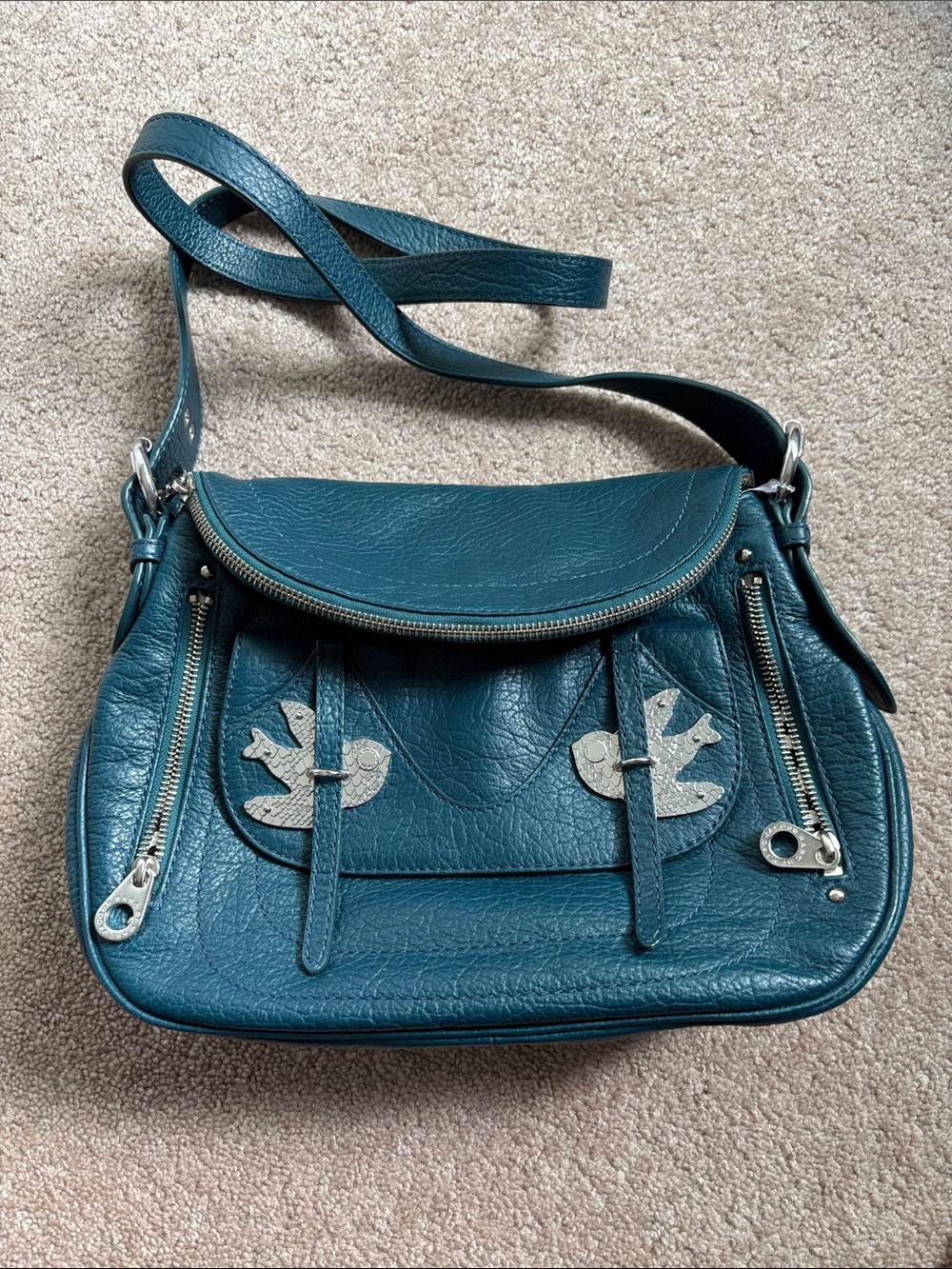 Marc by Marc Jacobs Petal to the Metal crossbody bag, teal leather/silver